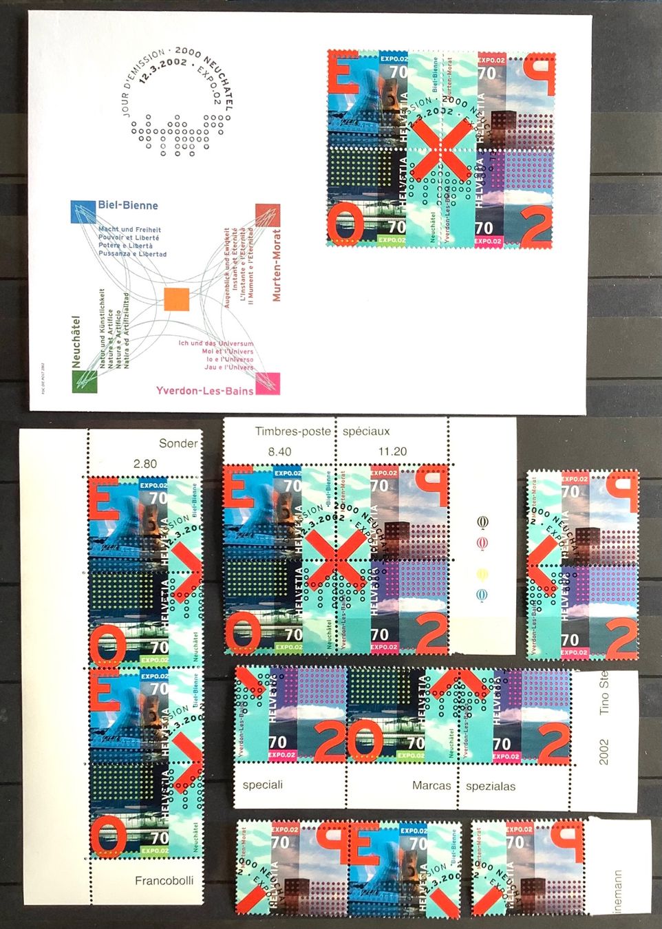 Tutti i francobolli: 2000  - Expo 2002 FDC 4 er + Div.Varianten ET – Nuovo (secondo la descrizione) da Liestal venduto da Skunk02