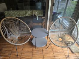 Gartenstuhl Set mit Beistelltisch Acapulco Optik 2 Stühle