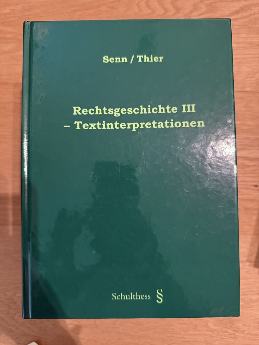 Libri: Rechtsgeschichte III - Textinterpretationen (Senn/Thier) – Usato da Gockhausen venduto da nad_fv2p
