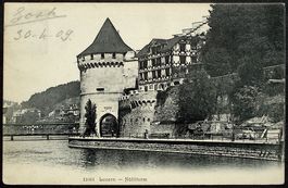LUZERN Nölliturm, Pferde-Fuhrwerk