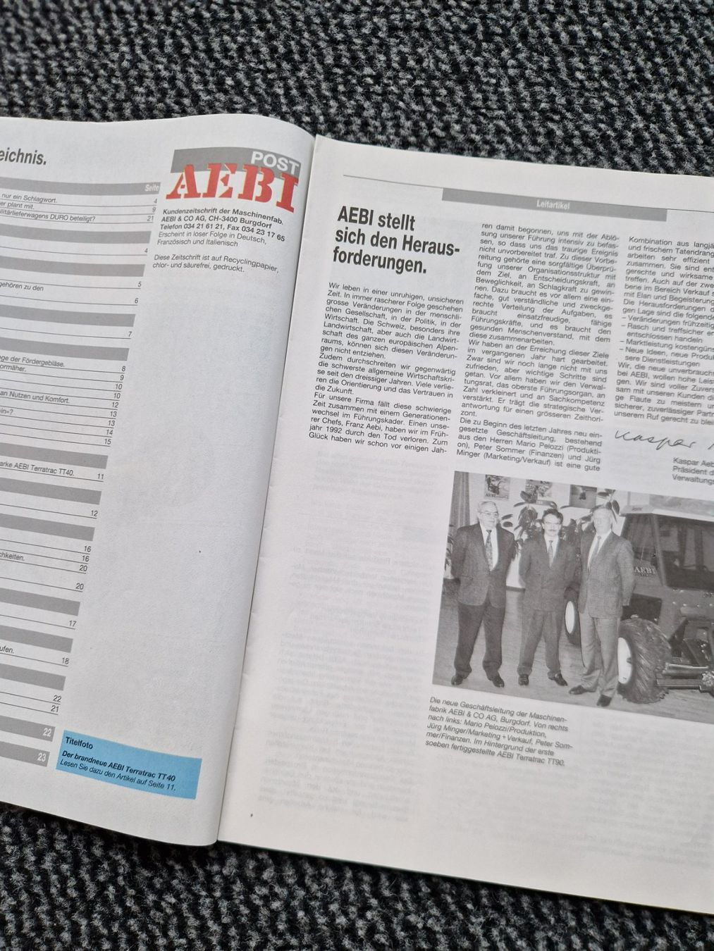 Aebi Trattori: Original Aebi Post Nr. 46 / Januar 1993 – Usato da Dürnten venduto da Bachtel84 1