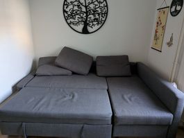 IKEA Bettsofa dunkelgrau – ausziehbar, 216 × 145 cm