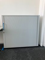 Schrank mit Rolltür Metall grau Bueromöbel, Rolladenschrank