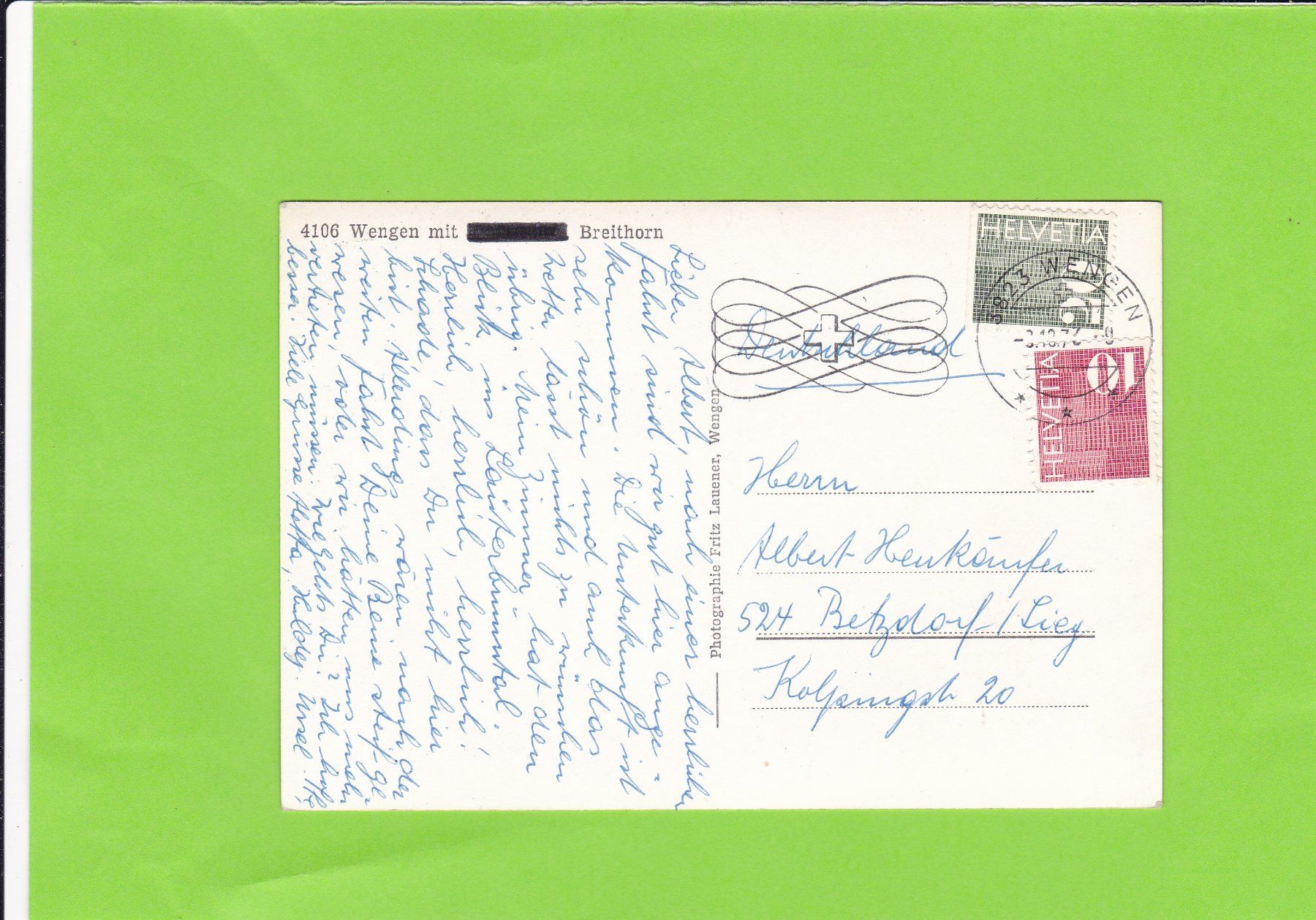 Cartoline postali: Wengen – Usato da St. Peterzell venduto da neckertal 1