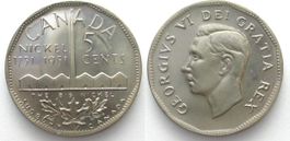CANADA 1951 SUDBURY BIG NICKEL 5 Cents Cu-Ni Prooflike