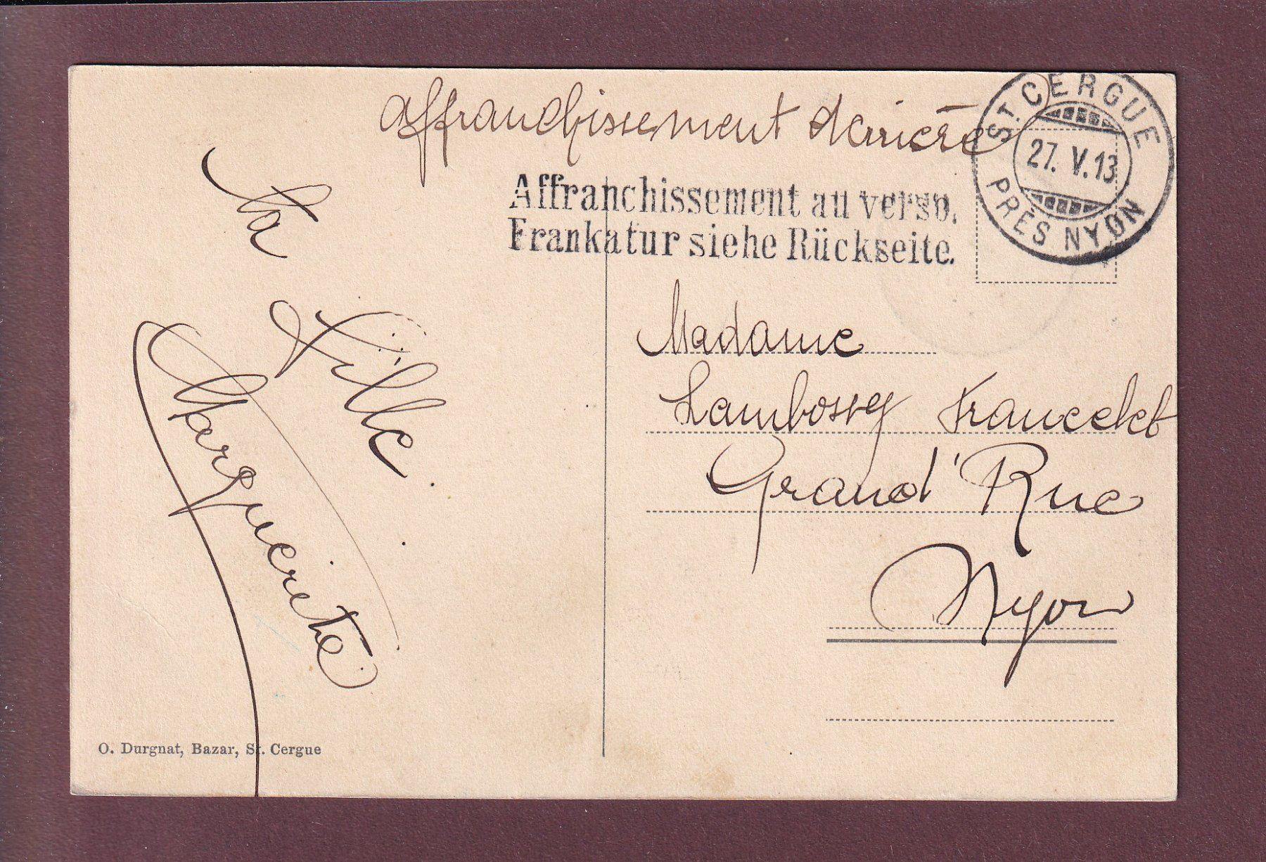Cartoline postali: Sommet de LA DÔLE - 1913 – Usato da Pully venduto da nicecards 1