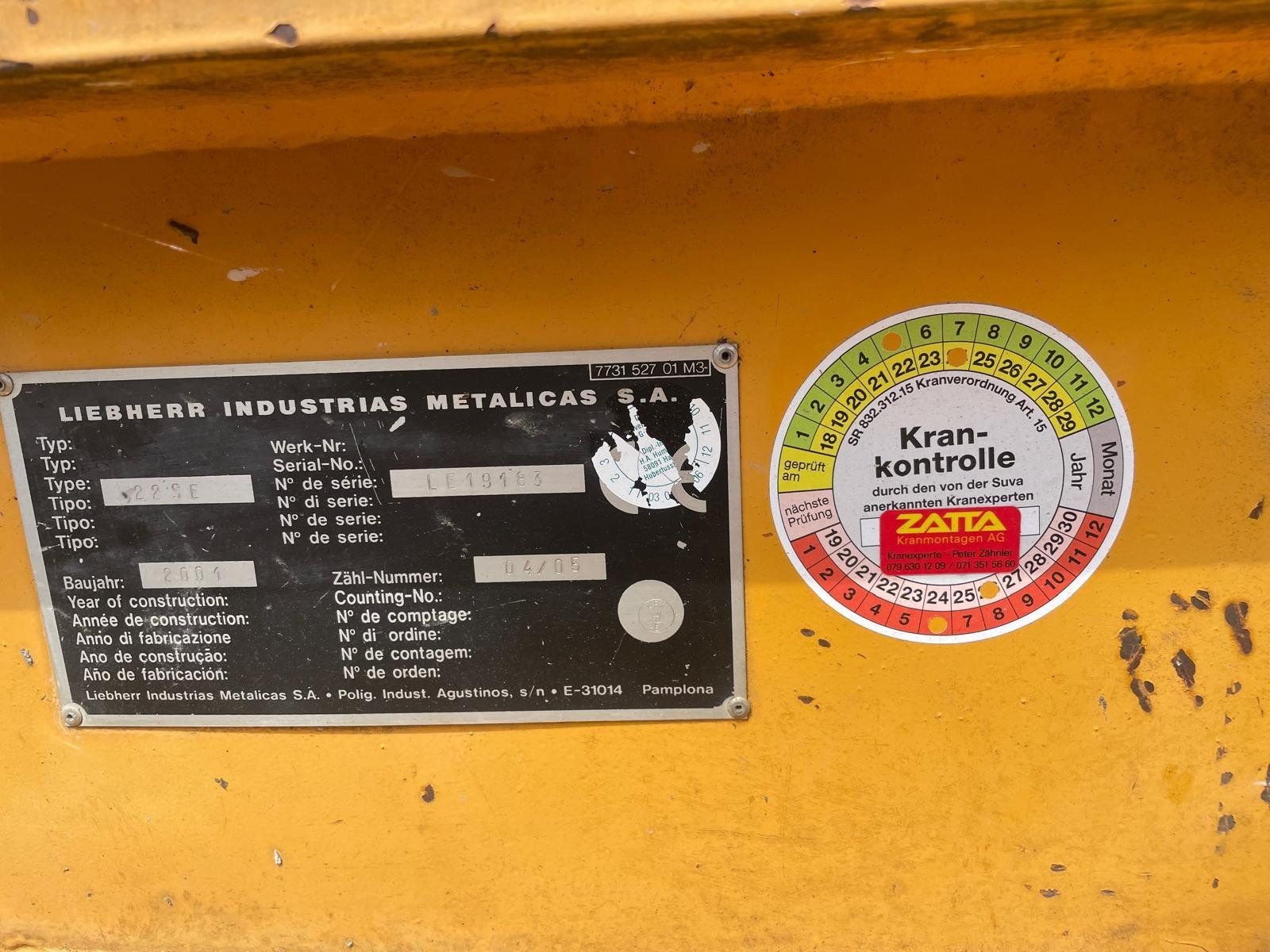 Liebherr Gru: Liebherr 22 SE – Usato da Brülisau venduto da Blaeche1 4