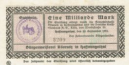 Rösrath 1 Mrd.Mark+Stempel 20.09.1923 VZ+-VZ++