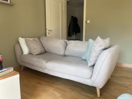 Sofa 3-Sitzer hellgrau/ beige