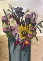 Gemälde Blumenstrauss im Krug Acryl auf Leinwand 40x30 cm