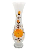 Vase en opaline blanche peint à la main motif floral