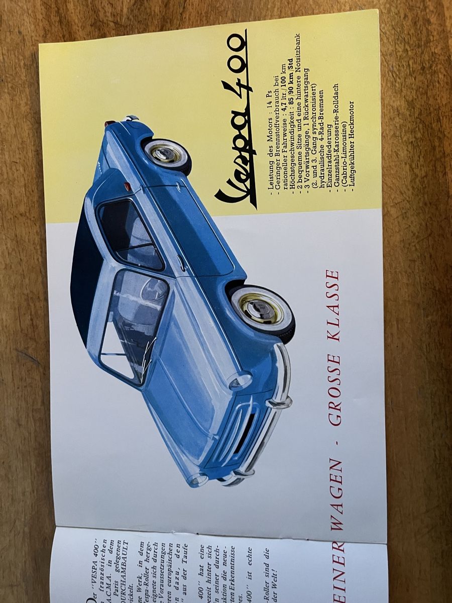 Piaggio Documents: Vespa Piaggio 400 Prospekt – Neuf (Voir description) à Thun par Cpia 1