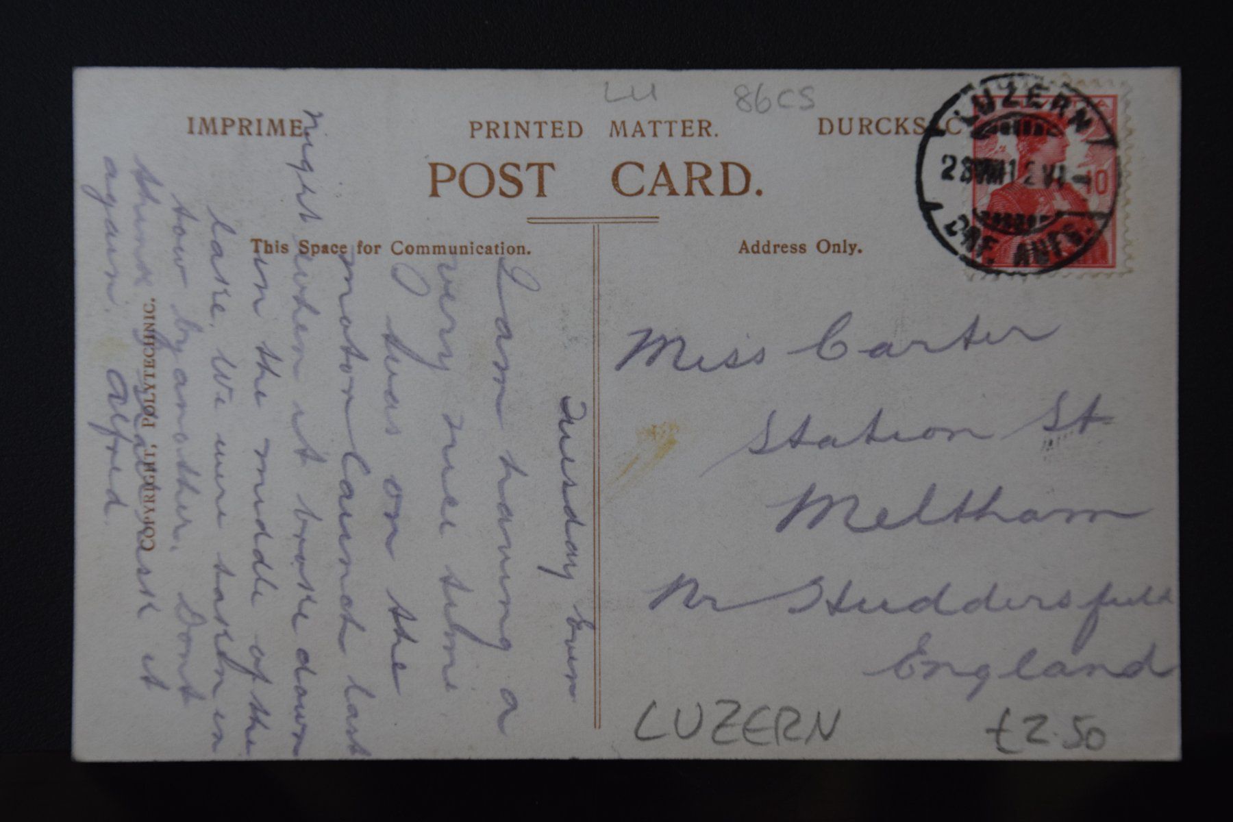 Cartoline postali: AK Luzern, Hotel Seeburg – Usato da Luzern venduto da CH2018 1