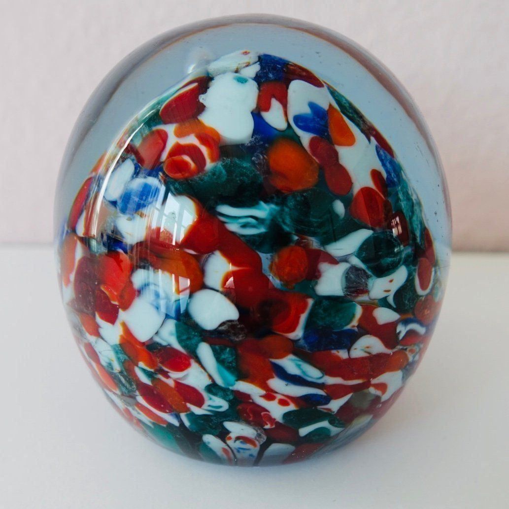 Bicchieri: Glas Ei _ alter 948gr schwerer, bunter Paperweight – Usato da Adliswil venduto da MeDuMe