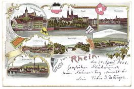 Gruss vom Rhein (SH/BS) Rheinfelden - Laufenburg  Litho 1901