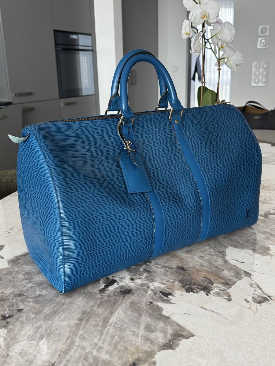 Louis Vuitton Borse: Louis Vuitton Keepall 45 Epi Leder Blau – Usato da Winterthur venduto da samibilly