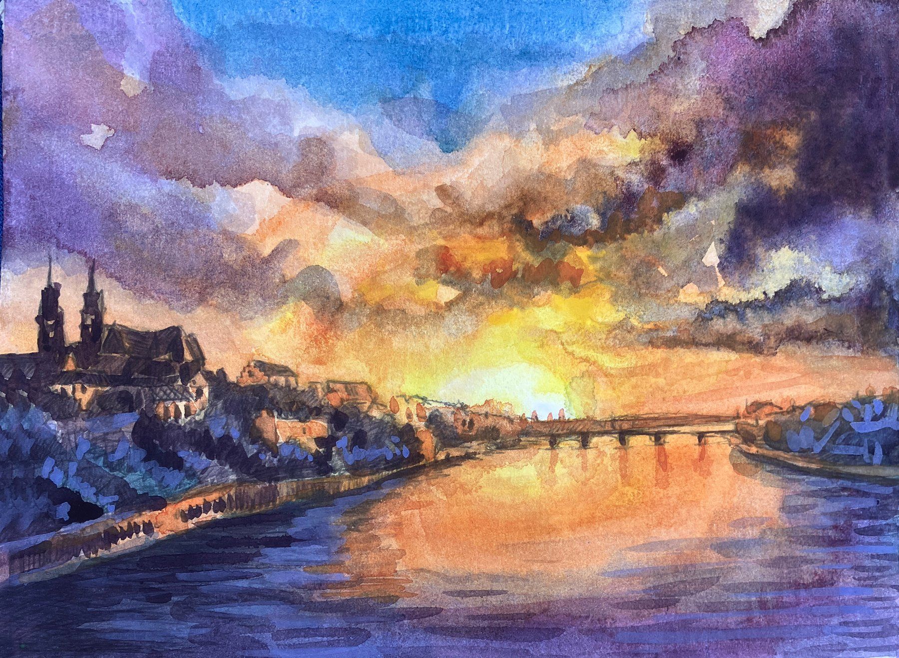 Dipinti: Aquarellmalerei Basel Bridge (14) A5-Format – Nuovo (secondo la descrizione) da Basel venduto da HNDidn