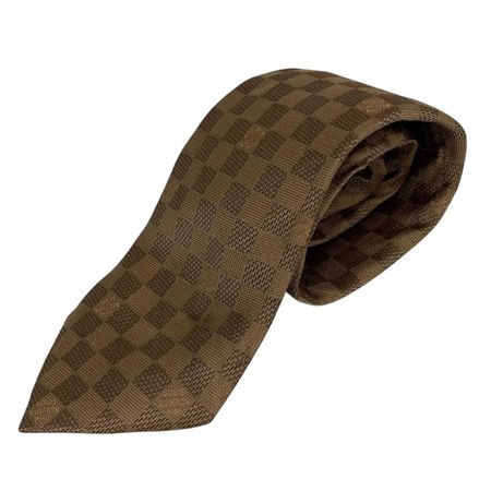 Original Louis Vuitton Silk Tie Damier Pattern Brown