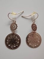 Boucles d'oreilles fantaisie dentelle filigrane or rose