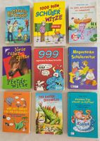 9 gebrauchte Bücher mit Witzen für Kinder.
