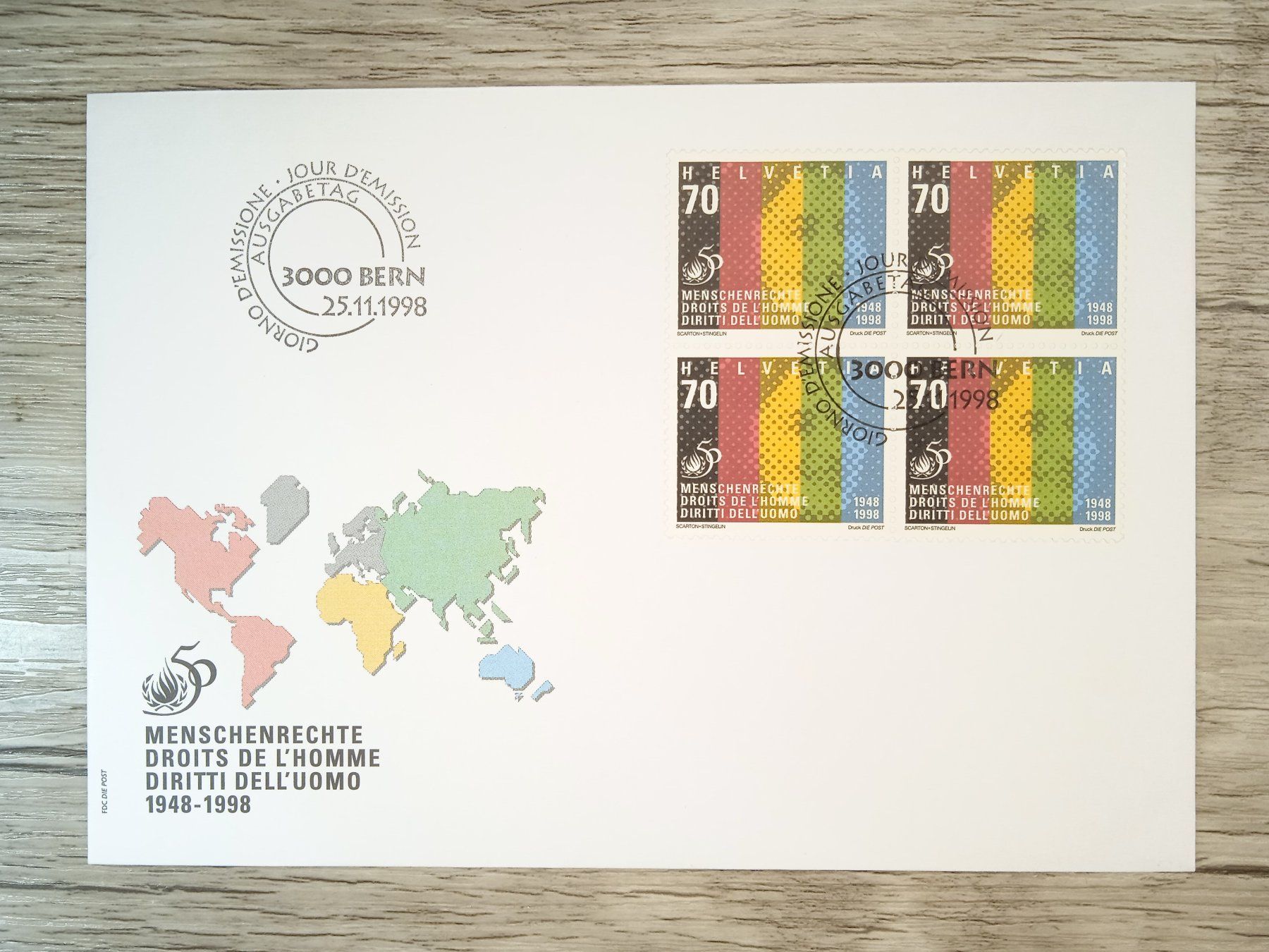 Tutti i francobolli: TR63 Enveloppe + Timbre Suisse 1998 – Usato da Cousset venduto da Patrick_Collections