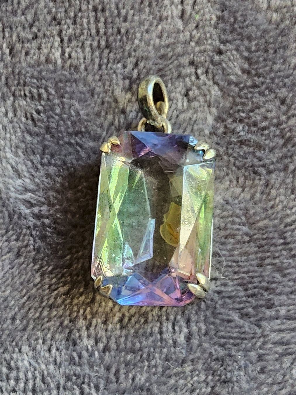 Anhänger: Antiker Irisglas, Rheinkiesel Anhänger, versilbert, ca 1940 – Gebraucht aus Zürich von SciTec 2