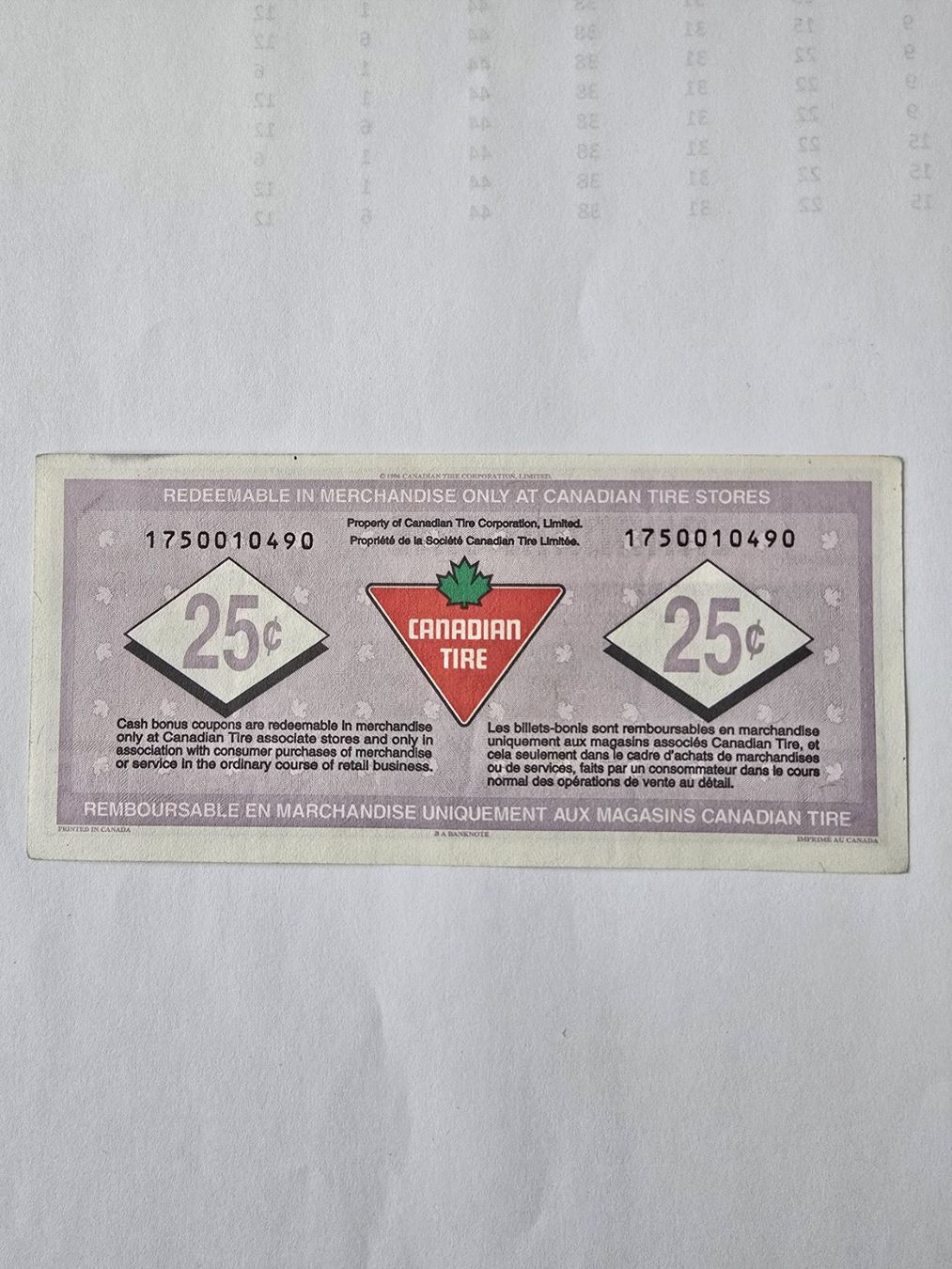 Buoni: Canadian Tire 25/C – Usato da Neuenhof venduto da brasvarela 1