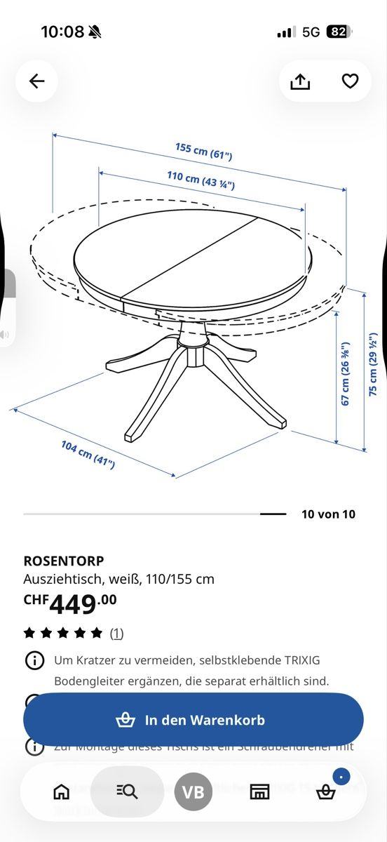 Tables: Esstisch ROSENTORP – D'occasion à Erschwil par norge99 2