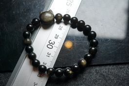 Gold Obsidian   Kugel  Armband Mit Katzenkopf  8mm  Topstone