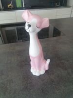 Keramikfigur Hund rosa weiss guter Zustand 45cm