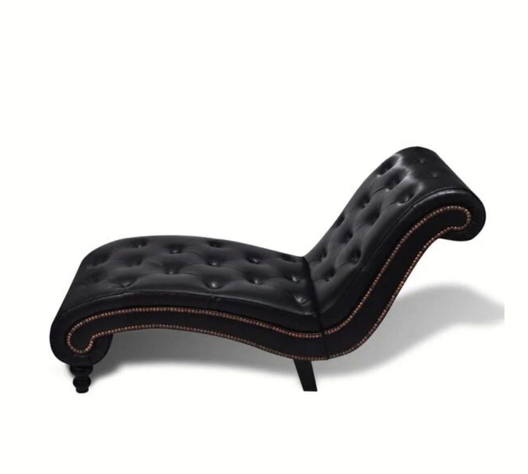 Chesterfield Poltrone: Divano Chaise Longue in pelle nera, vintage e chic – Nuovo (secondo la descrizione) da Pregassona venduto da mic_dw9z