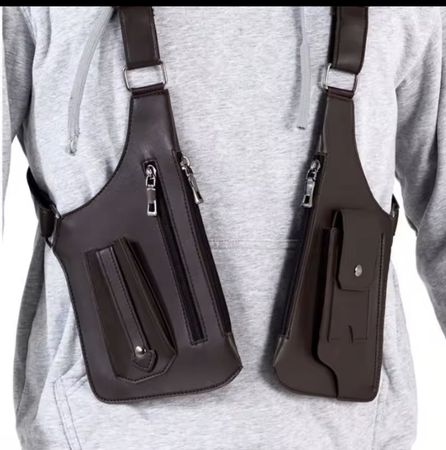 Brusttasche Leder braun Herren Schultertasche