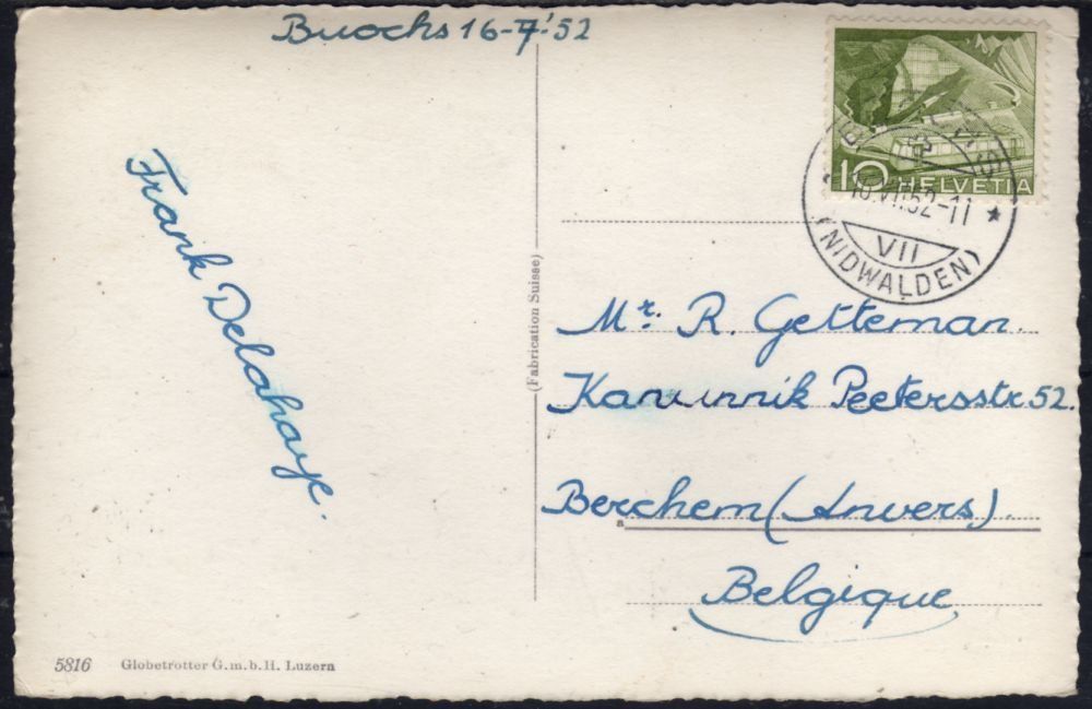 Cartoline postali: Buochs vom See aus 1952 – Usato da Bichelsee venduto da Gloeckner 1