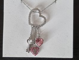 Swarovski Halskette mit Herz, Schlüssel & Schloss Anhänger💖