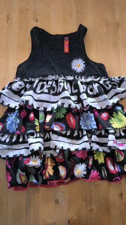 Tunique Desigual Pour Fille 11/12 Ans - Motif Patchwork, Manches Longues, Rouge Décontracté