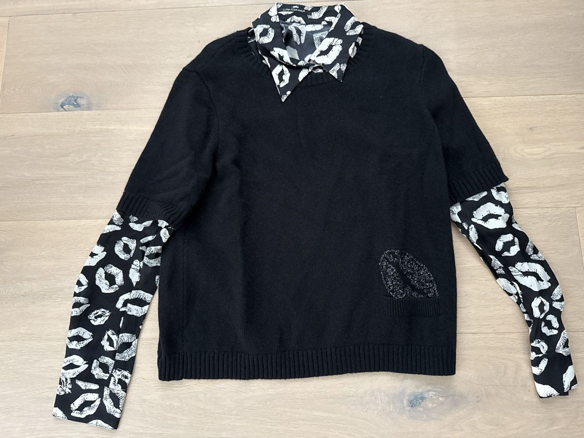 Luisa Cerano Maglioni & Felpe: Luisa Cerano Strickpullover mit Hemdeinsatz, Grösse 42 – Nuovo (secondo la descrizione) da Wittinsburg venduto da redrose296