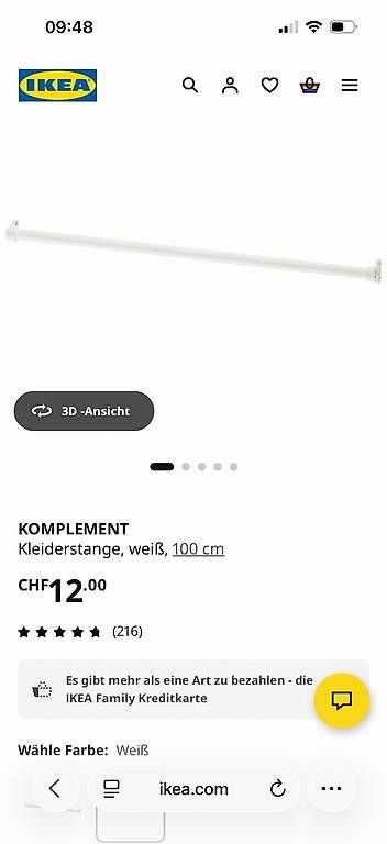 Guardaroba: IKEA Kleiderstange, weiß, 100 cm – Usato da Glattpark(Opfikon) venduto da N.Naumkin 2