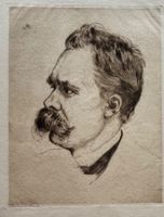 Hermann Struck, Kaltnadel Radierung, Friedrich Nietzsche