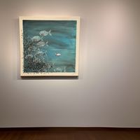 Bild „gegen den Strom“ Acryl Mischtechnik