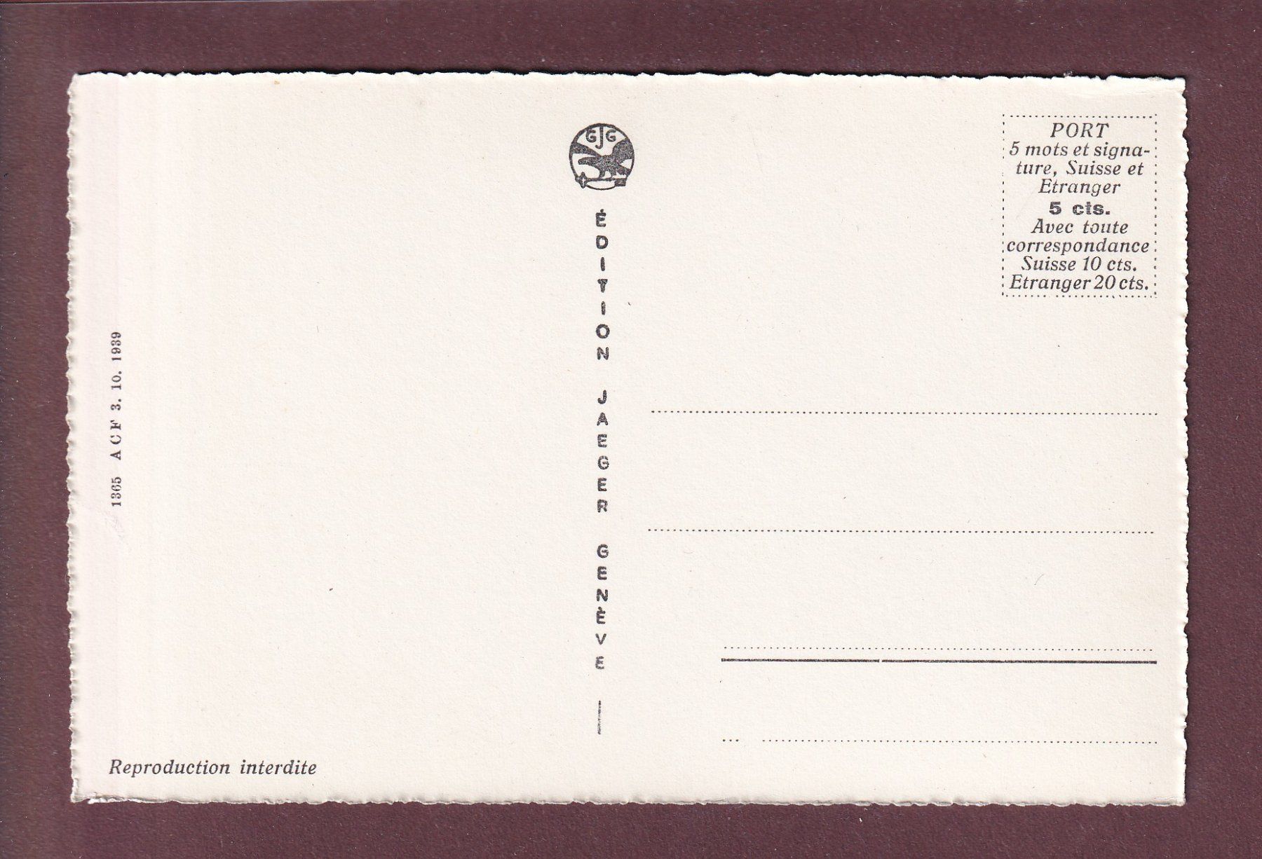 Cartes postales: GENEVE - Quai des Eaux-Vives – D'occasion à Pully par nicecards-shop 1
