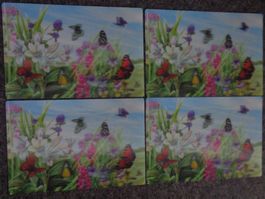 TISCH SET BLUMENWIESE 3-D EFFEKT 4 STCK
