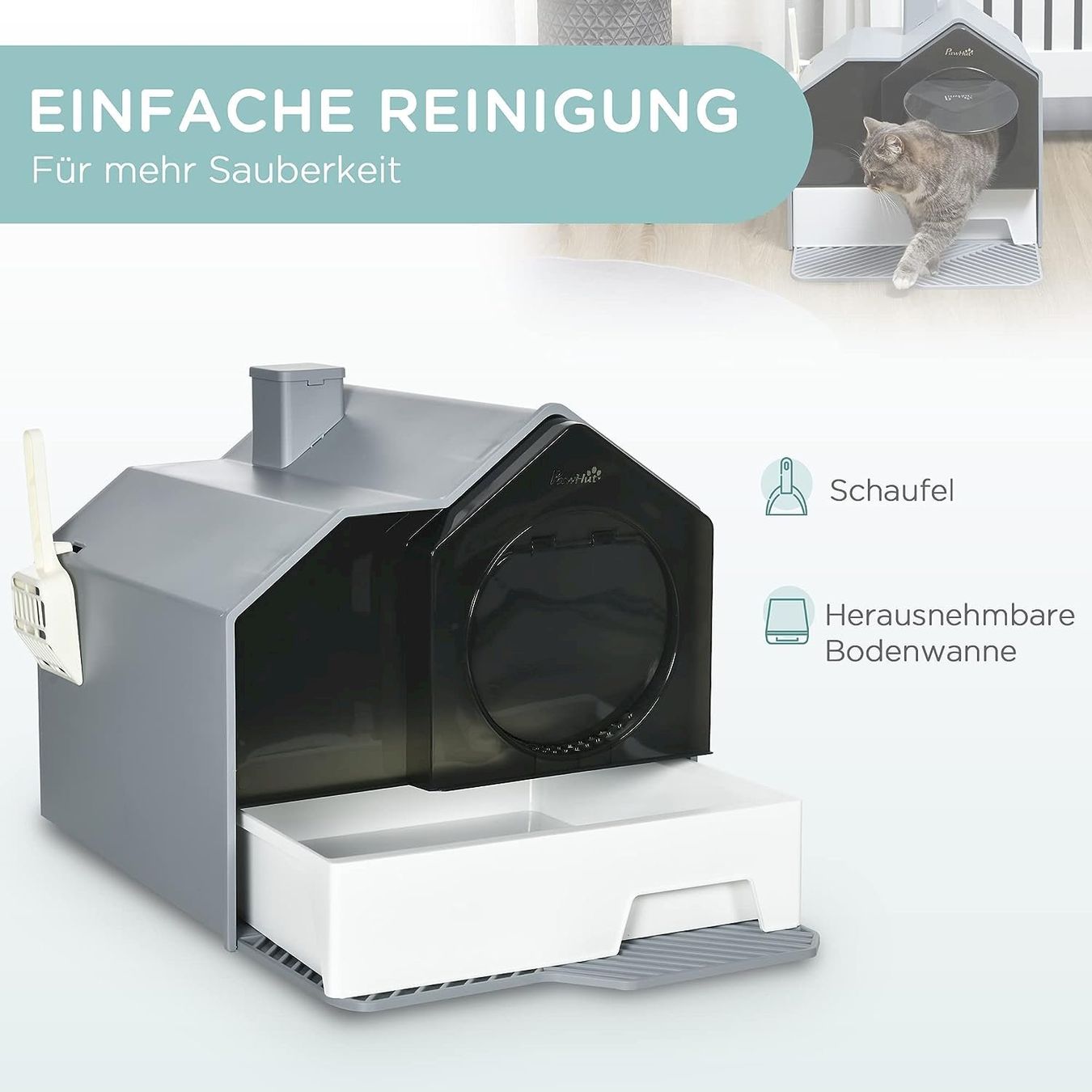 Pflegeprodukte & Putzartikel: PawHut Katzentoilette Grau + Weiß – Neu und originalverpackt aus Bottighofen von zaap 4
