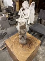 Holzfigur Frosch, geschnitzt, Gartendeko