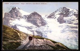 AK Jungfraubahn, Eiger und Mönch, 1913