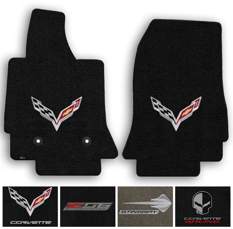 Tappetini Auto Premium In Velour Per Chevrolet Corvette C7 2013-2019 | Set Di Tappeti In Pelle Rossa | Antiscivolo, Spessore 10mm