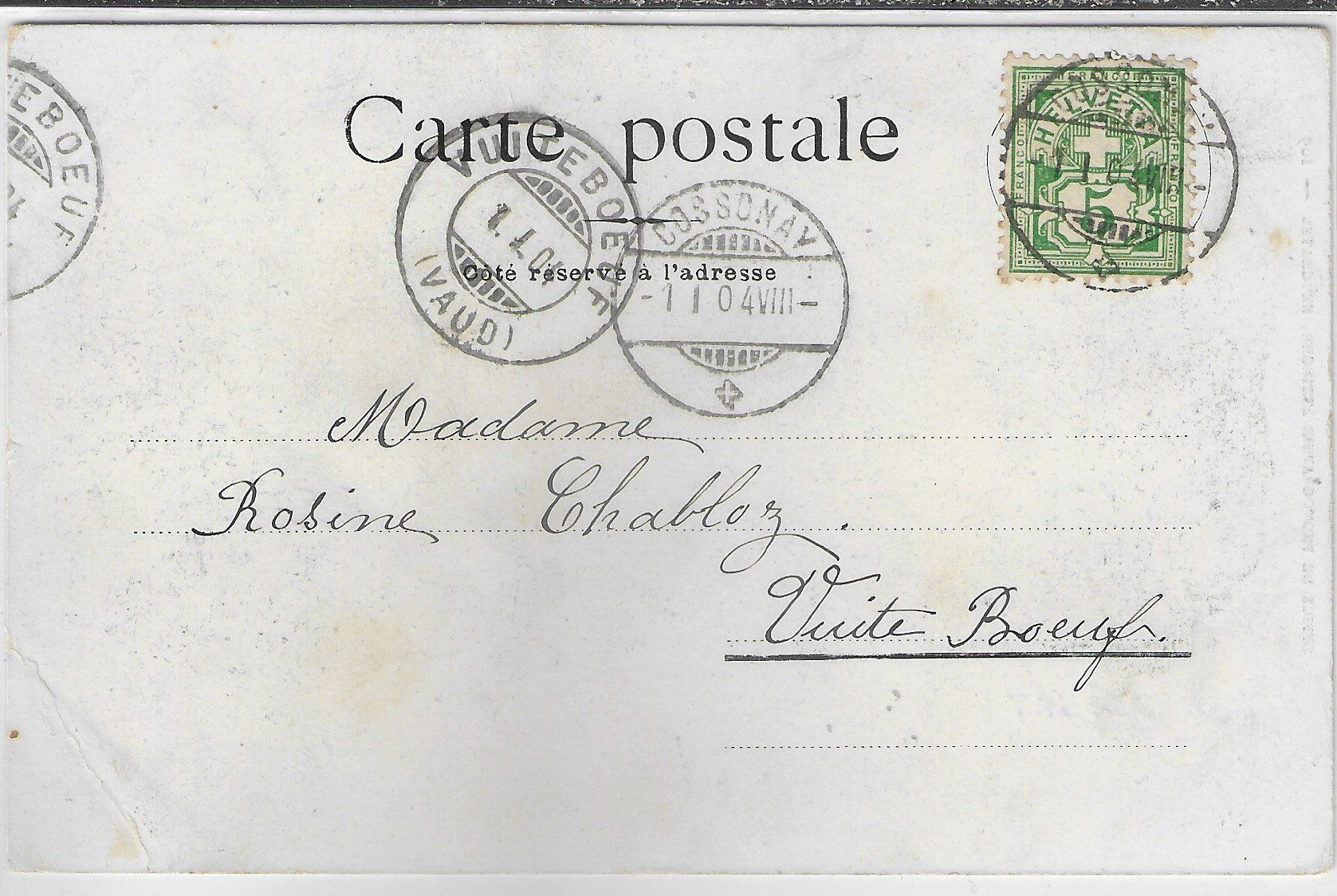 Cartoline postali: Cossonay - Vue generale – Usato da Ettingen venduto da Kartenplanet 1