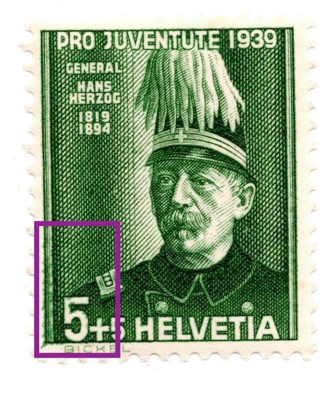 Tutti i francobolli: 072b PJ 1939 General Herzog/Difetti – Usato da Breganzona venduto da dede46