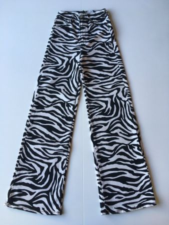 Pantalon zèbre noir et blanc - taille haute - 32/XS