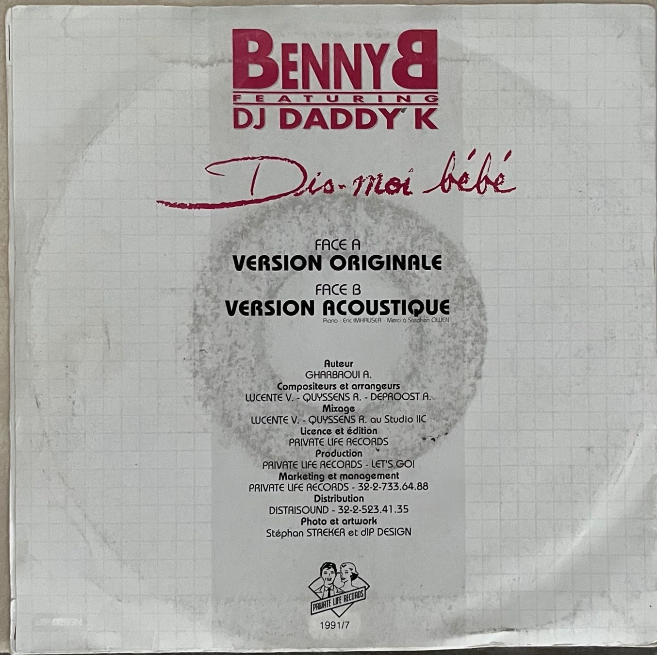 Dischi in vinile: BENNY B FEATURING DJ DADDY K - DIS-MOI BEBE – Usato da Bussigny venduto da vinyl-pas-cher 1