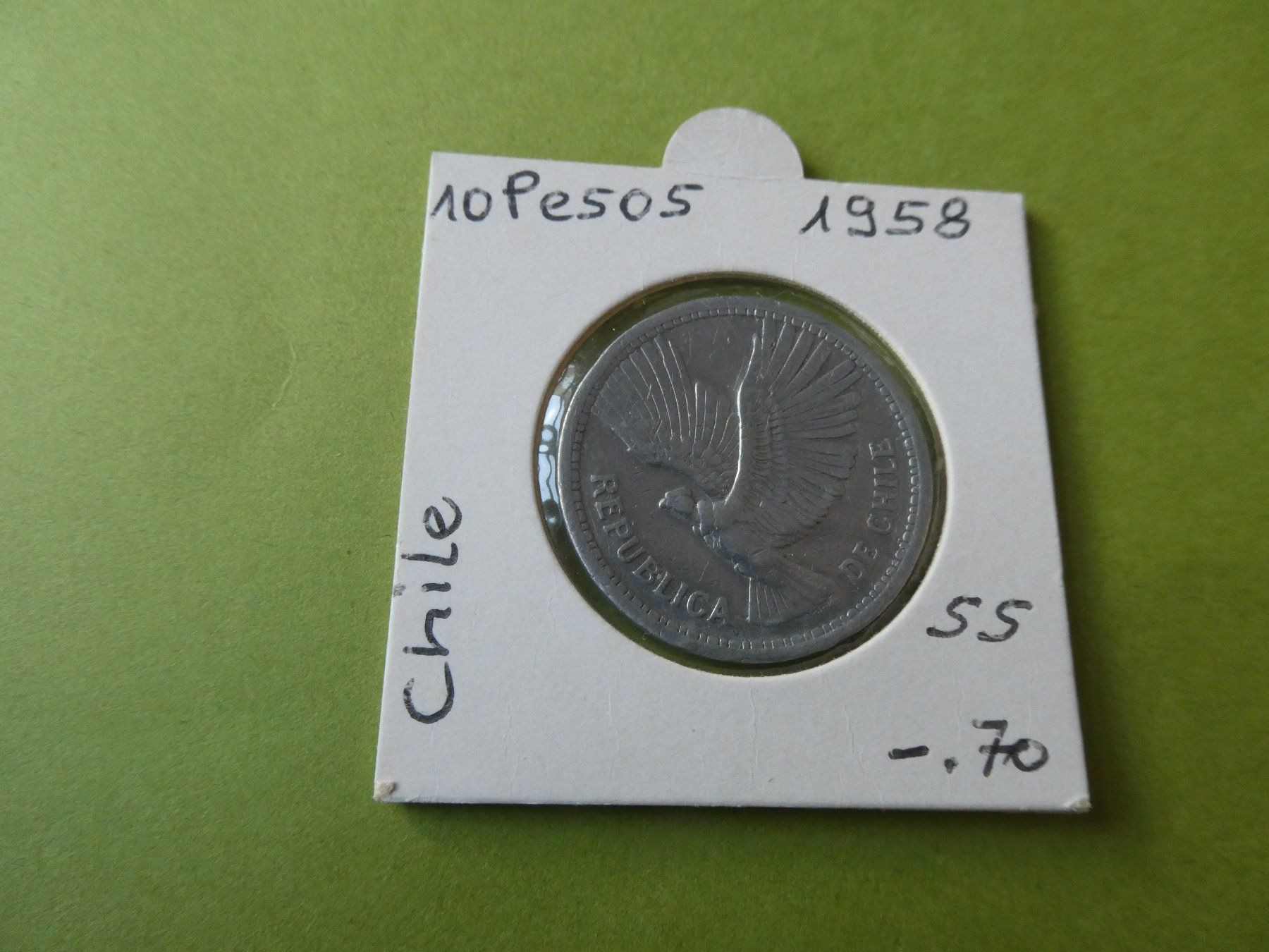 Alle Münzen: Chile 1958, 10 Pesos – Gebraucht aus Hinterforst von Rohusri